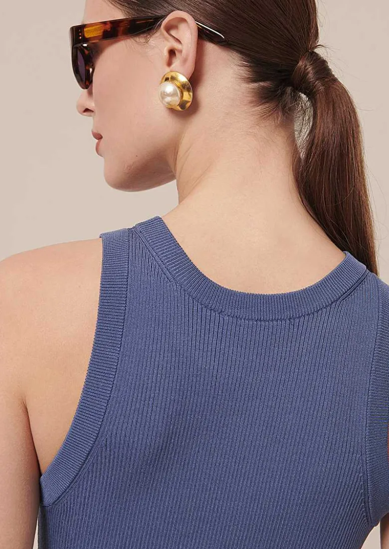 TARA JARMON Pepite Navy Blue Knit Sweater Sale