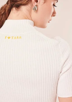 TARA JARMON Perla Ecru Ribbed Sweater Fashion