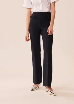 TARA JARMON Perlita Midnight Blue Double Cloth Pants Fashion