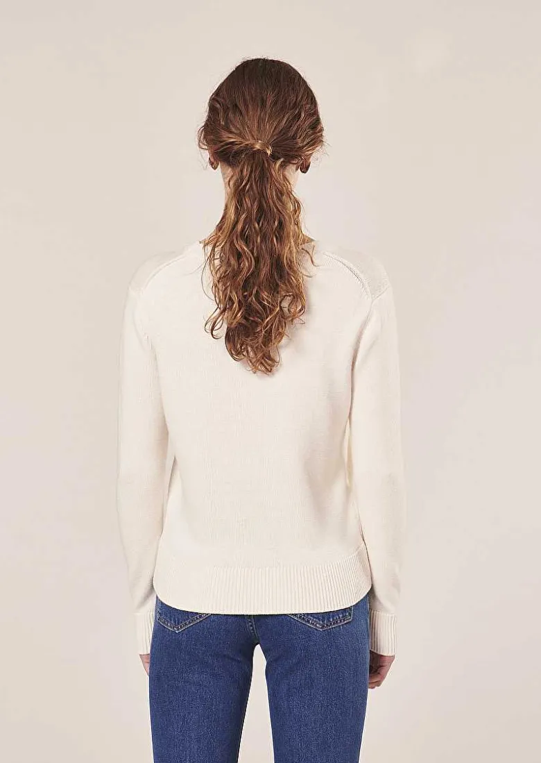 TARA JARMON Philae Ecru Cotton And Wool Sweater Store