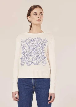 TARA JARMON Philae Ecru Cotton And Wool Sweater Store