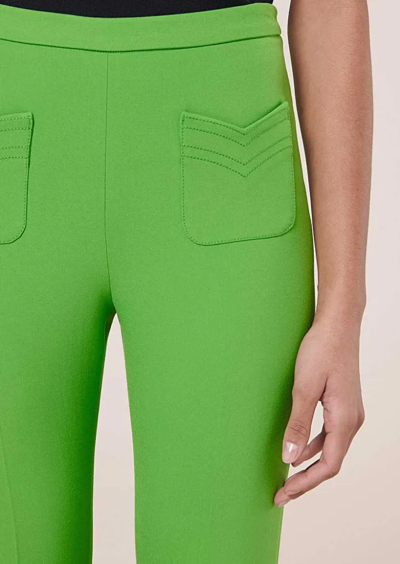 TARA JARMON Phoenix Green Double Canvas Pants Flash Sale