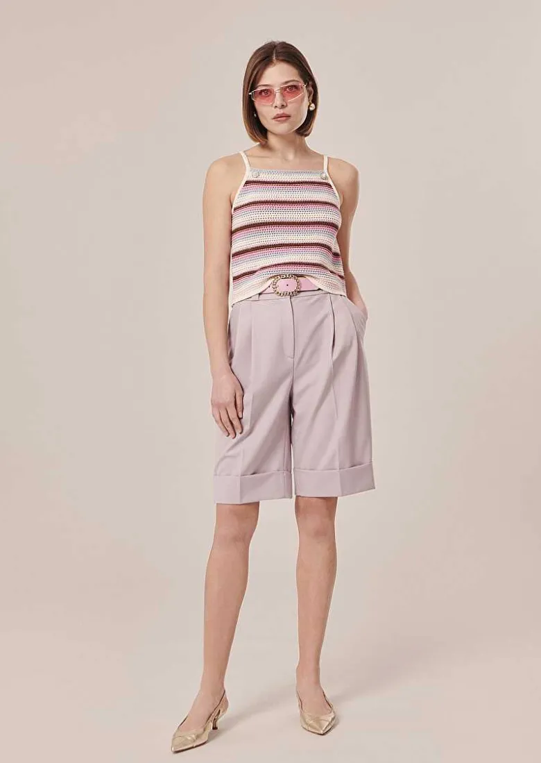 TARA JARMON Piambello Striped Crochet-Knit Top Cheap