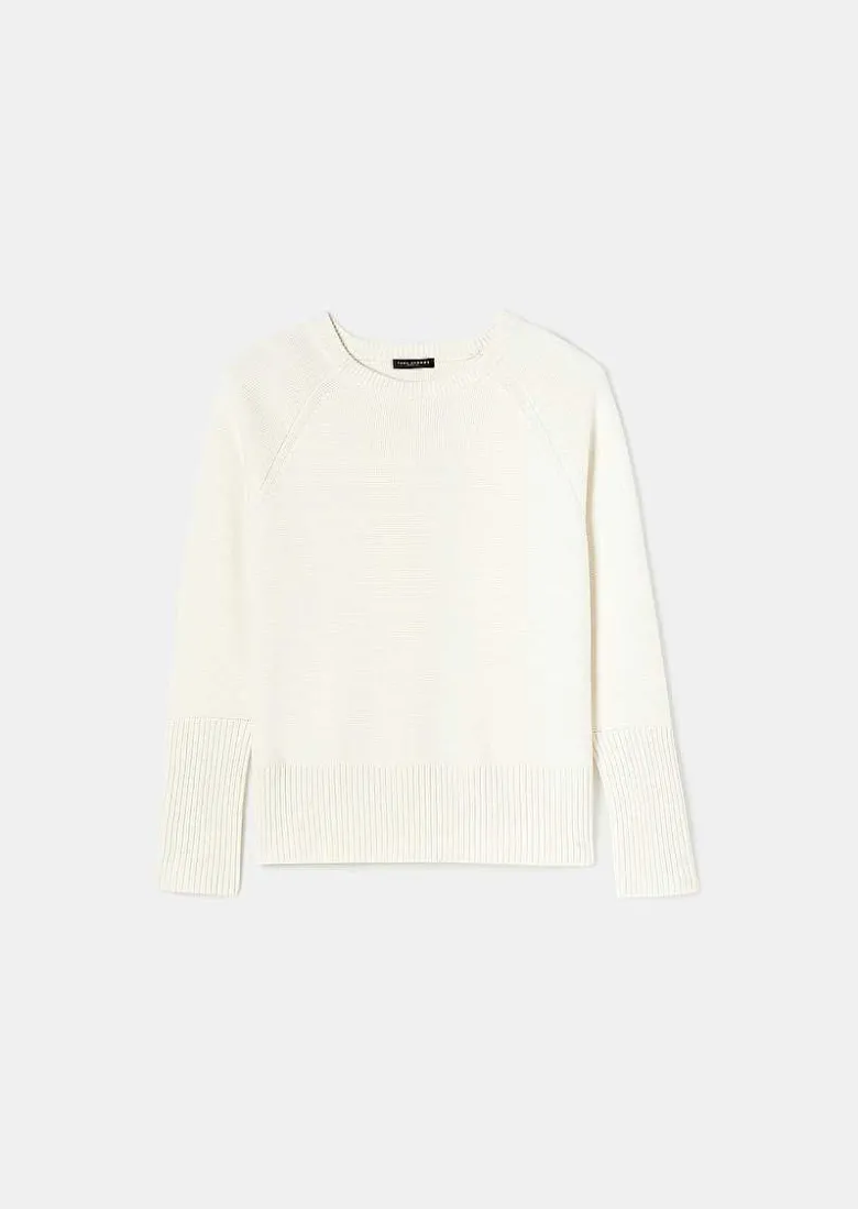 TARA JARMON Pierrick Ecru Cotton And Wool Sweater Cheap