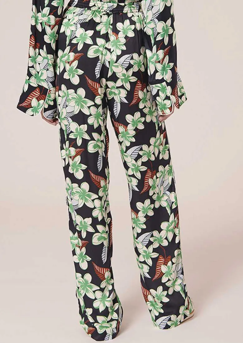 TARA JARMON Porticcio Midnight Blue Flower Printed Pants Hot