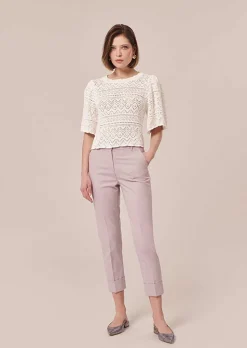 TARA JARMON Prealpino White Crochet-Knit Top Cheap