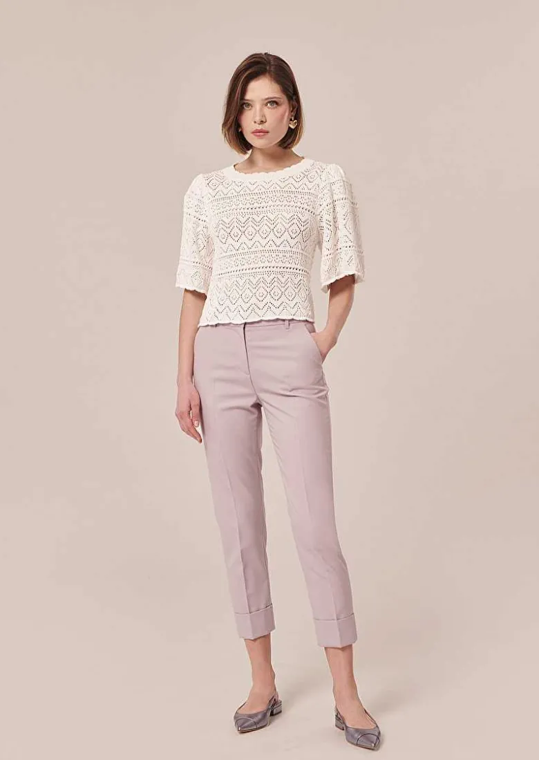 TARA JARMON Prealpino White Crochet-Knit Top Cheap