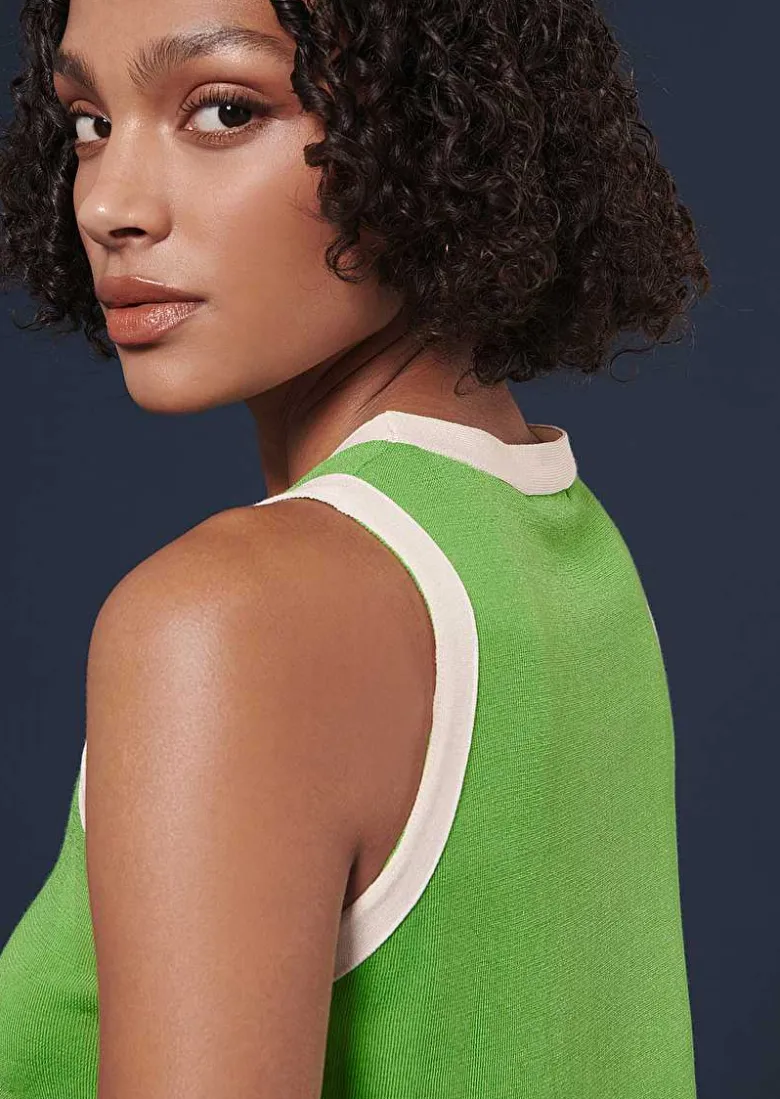 TARA JARMON Prentiss Green Cotton Top Flash Sale