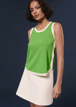 TARA JARMON Prentiss Green Cotton Top Flash Sale