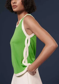 TARA JARMON Prentiss Green Cotton Top Flash Sale