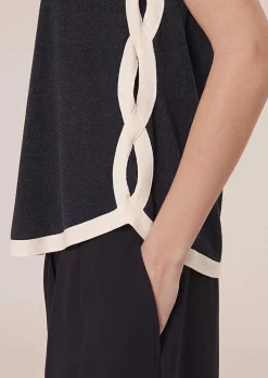 TARA JARMON Prentiss Midnight Blue Cotton Top Outlet