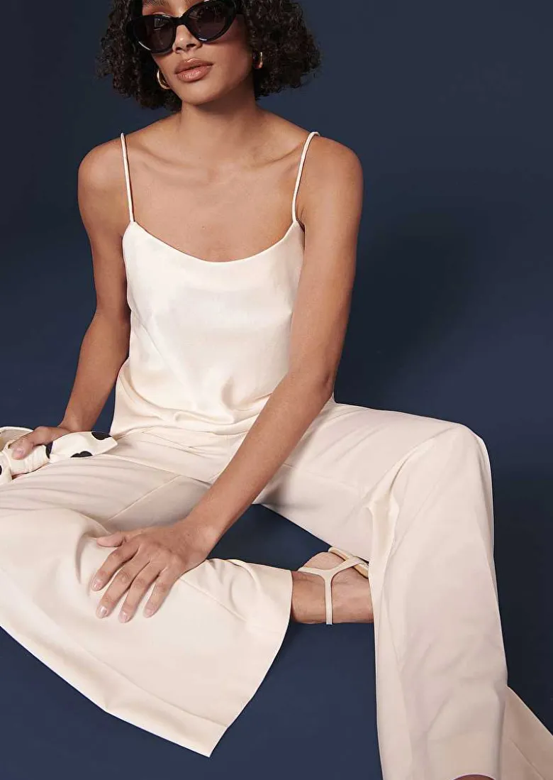 TARA JARMON Primavera Ecru Cold Wool Pants Sale