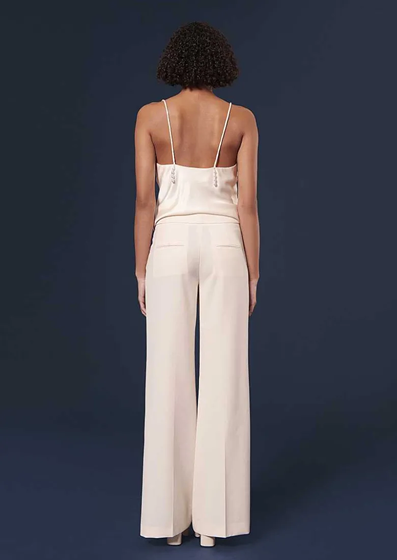 TARA JARMON Primavera Ecru Cold Wool Pants Sale