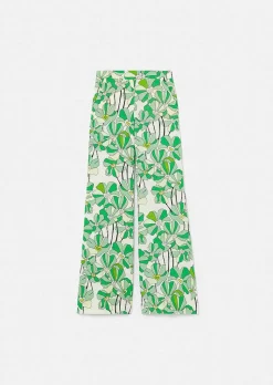 TARA JARMON Primavera Green Floral Printed Pants Fashion