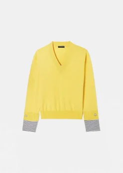 TARA JARMON Primrose Yellow Sweater In Cotton And Merinos Wool Cheap