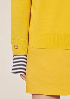 TARA JARMON Primrose Yellow Sweater In Cotton And Merinos Wool Cheap