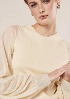 TARA JARMON Prune Ecru Sweater In Tencel Wool Online