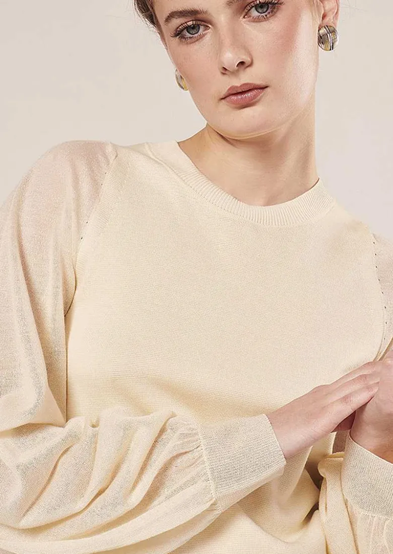 TARA JARMON Prune Ecru Sweater In Tencel Wool Online