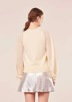 TARA JARMON Prune Ecru Sweater In Tencel Wool Online