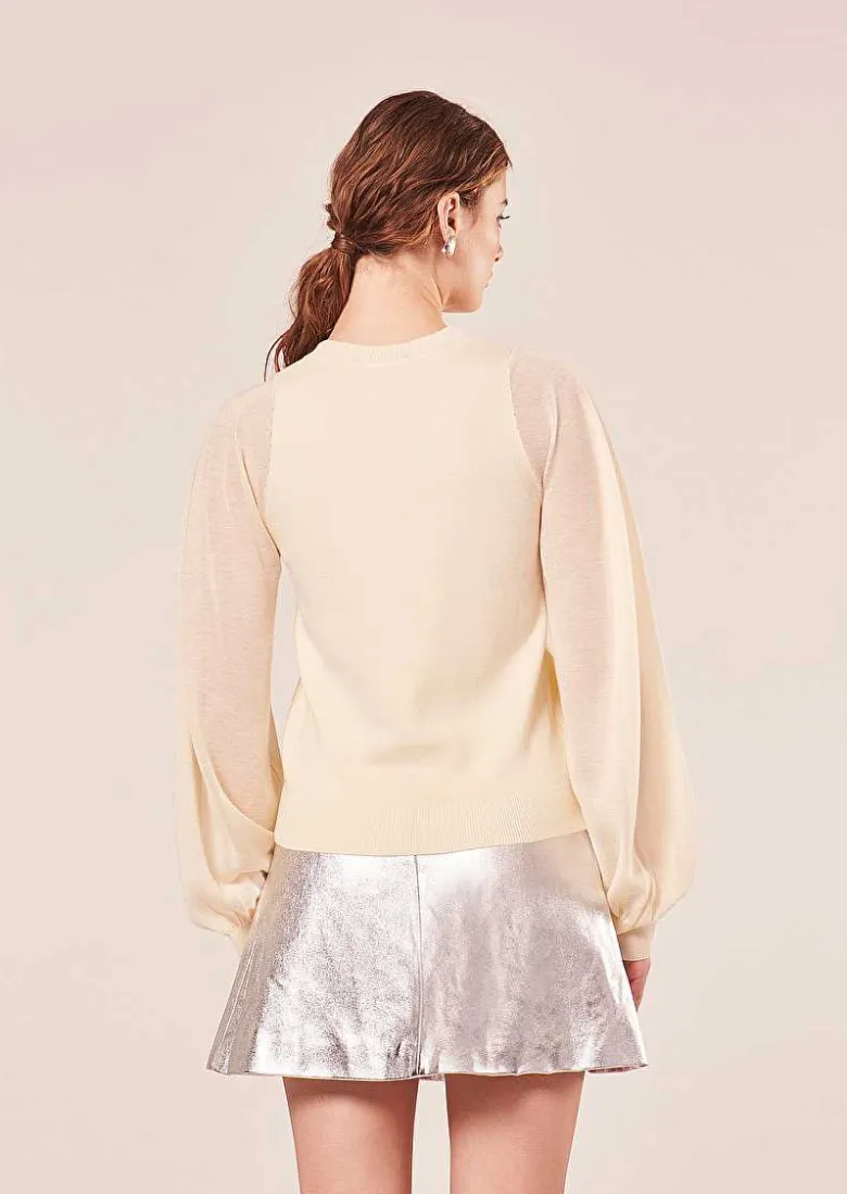 TARA JARMON Prune Ecru Sweater In Tencel Wool Online