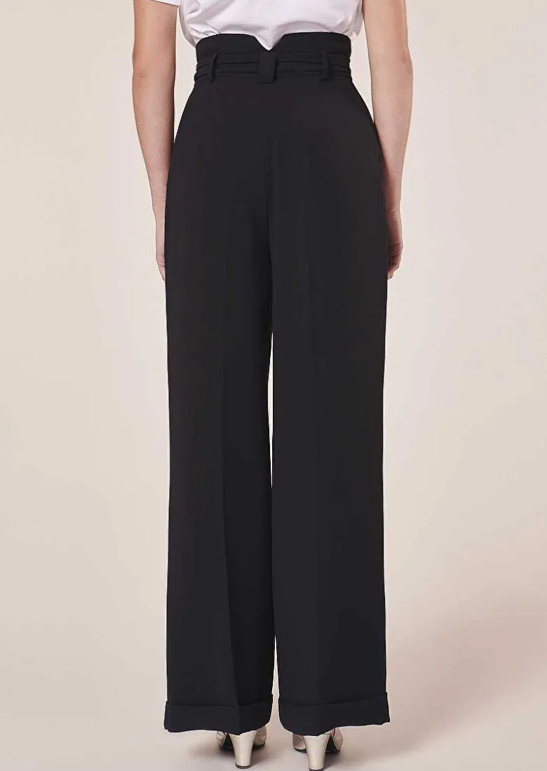 TARA JARMON Pyla Black Crepe Pants New