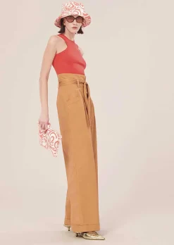 TARA JARMON Pyla Brown Poplin Pants Store