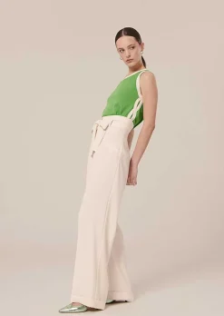 TARA JARMON Pyla Ecru Crepe Pants Sale