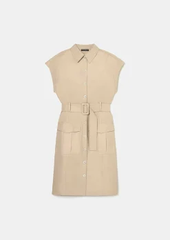 TARA JARMON Rajah Beige Cotton Dress Flash Sale
