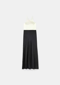 TARA JARMON Raphaelle Black Flowing Satin Dress Outlet