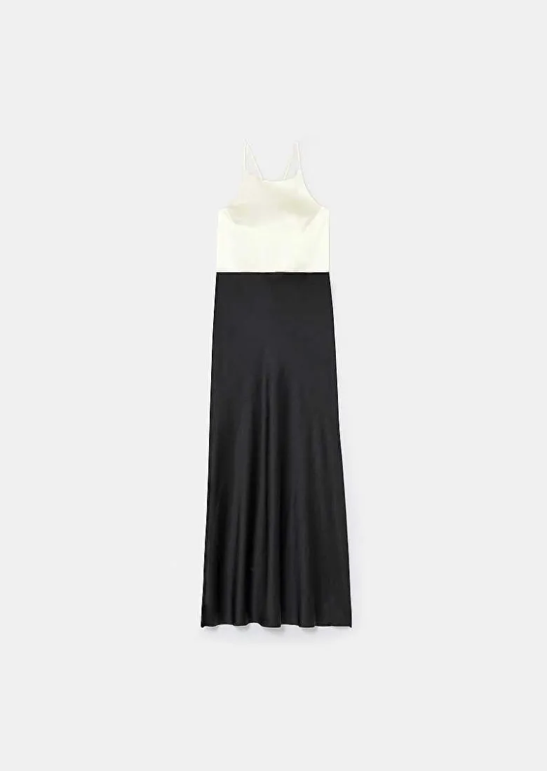 TARA JARMON Raphaelle Black Flowing Satin Dress Outlet