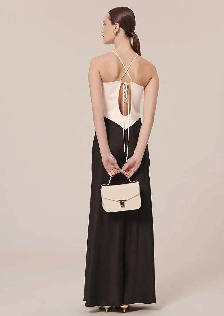 TARA JARMON Raphaelle Black Flowing Satin Dress Outlet