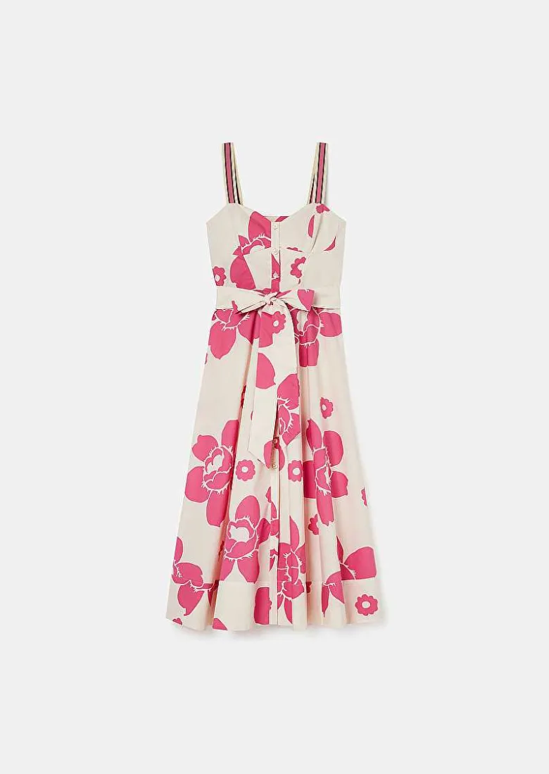 TARA JARMON Raquelina Ecru Flower Printed Dress Cheap