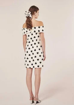 TARA JARMON Raul Ecru With Black Polka Hearts Dress Online