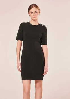 TARA JARMON Rayonnante Black Iridescent Cotton Dress Cheap