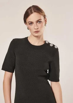 TARA JARMON Rayonnante Black Iridescent Cotton Dress Cheap