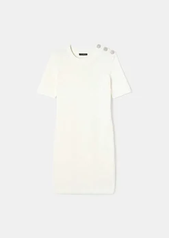 TARA JARMON Rayonnante Ecru Iridescent Cotton Dress Clearance