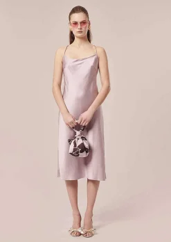 TARA JARMON Reane Purple Fluid Satin Dress Flash Sale