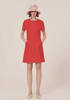 TARA JARMON Rehane Coral Double Canvas Dress Best Sale