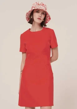 TARA JARMON Rehane Coral Double Canvas Dress Best Sale