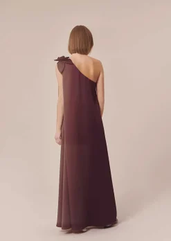 TARA JARMON Rekia Brown Fluid Satin Dress Best Sale