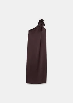 TARA JARMON Rekia Brown Fluid Satin Dress Best Sale