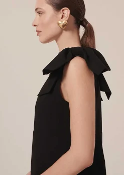 TARA JARMON Remarquable Black Crepe Dress Cheap