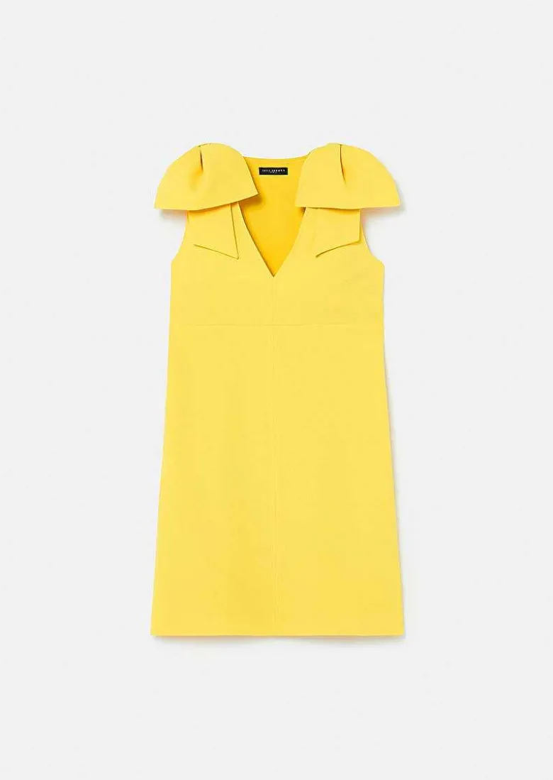 TARA JARMON Remarquable Yellow Crepe Dress Cheap