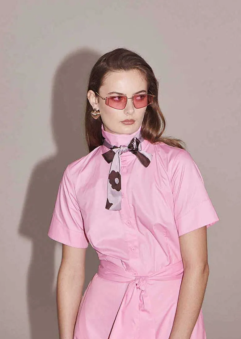 TARA JARMON Retronie Pink Poplin Dress Flash Sale