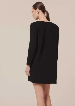 TARA JARMON Rhea Black Crepe Dress New
