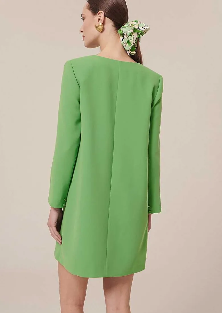 TARA JARMON Rhea Green Crepe Dress Store