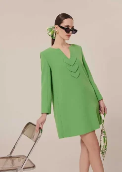TARA JARMON Rhea Green Crepe Dress Store