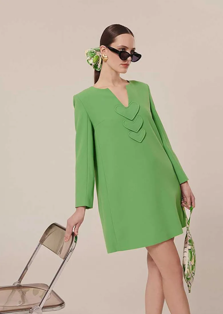 TARA JARMON Rhea Green Crepe Dress Store