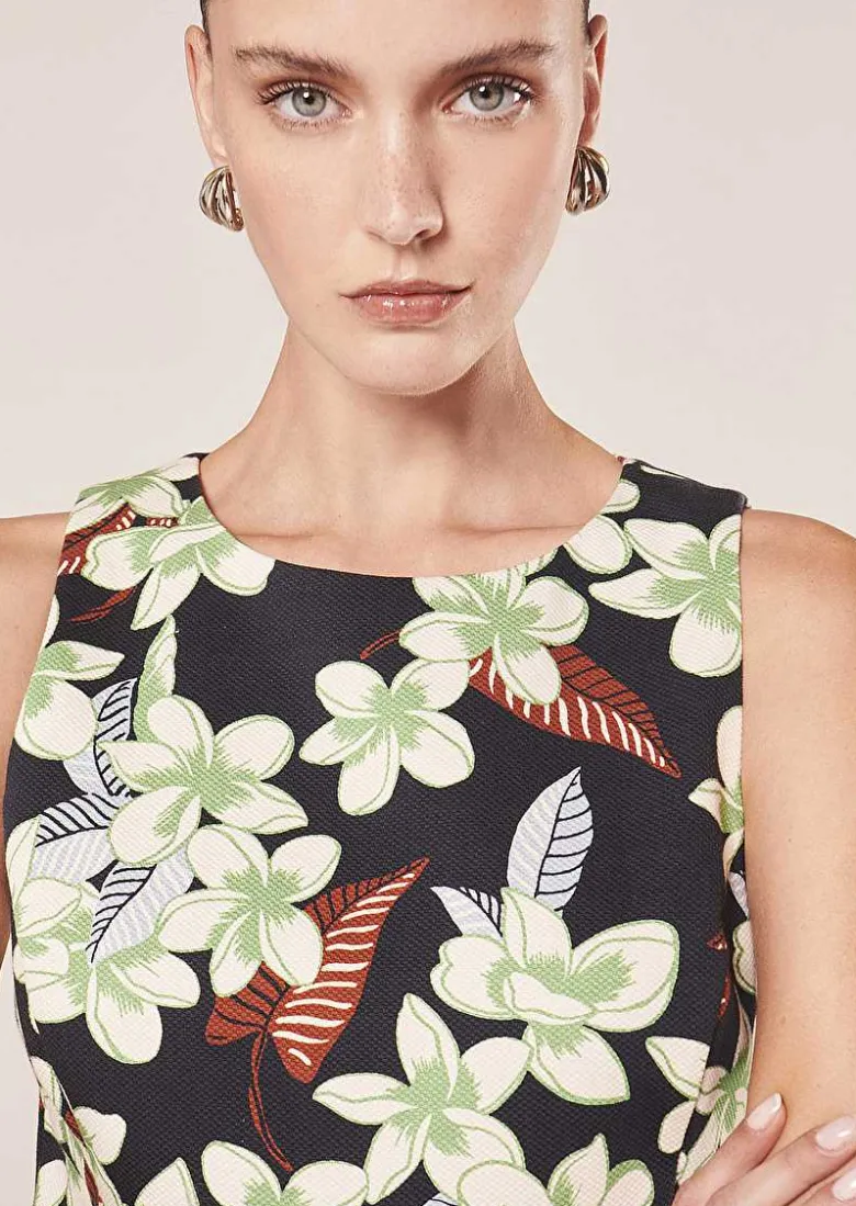 TARA JARMON Ritza Midnight Blue Flower Printed Dress Flash Sale
