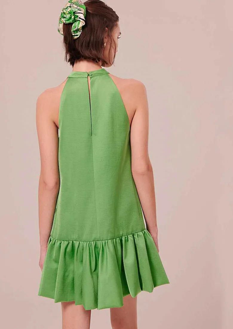 TARA JARMON Riviera Green Satin Dress Fashion